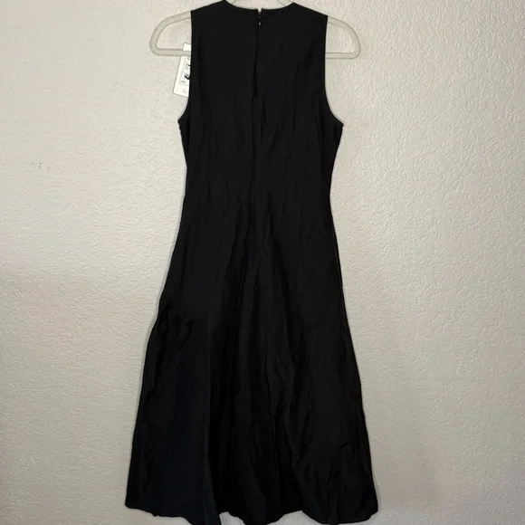 NWT Theory Asymmetrical Ruched Tank Dress Size 2 Black Chic Classic Quiet Luxury - Picture 5 of 7